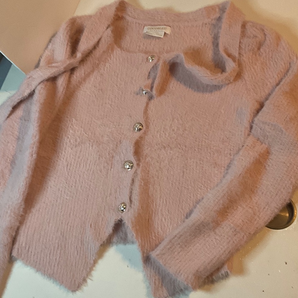 Chicwish Pink Fuzzy Button-Up Cardigan
